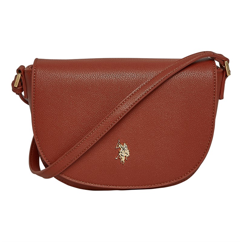 U.S. POLO ASSN. Womens Jones Flap Crossbody Bag Rust