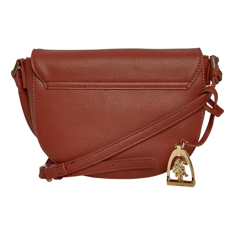 U.S. POLO ASSN. Womens Jones Flap Crossbody Bag Rust