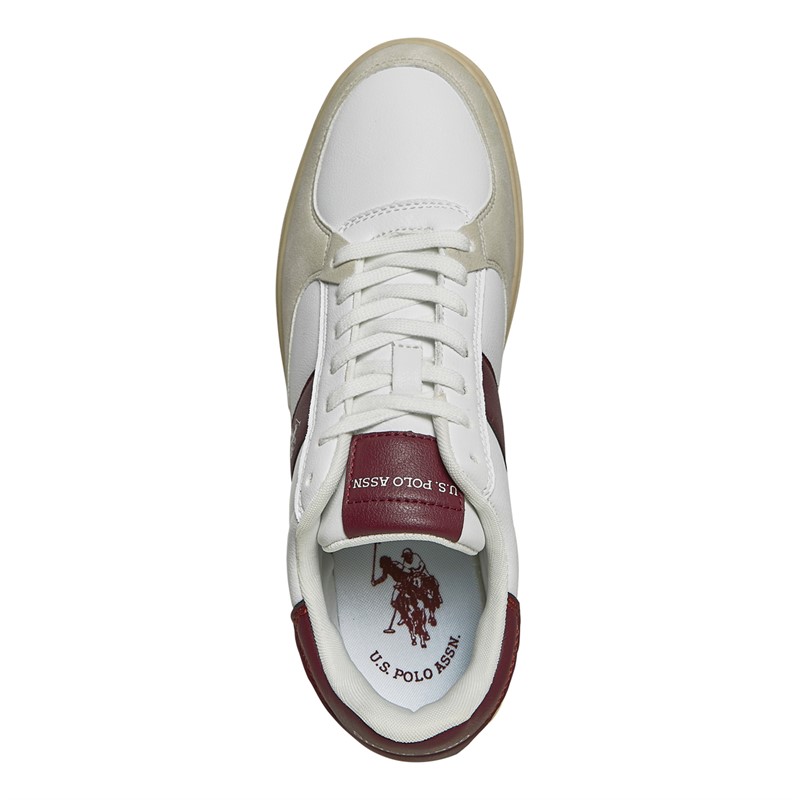 U.S. POLO ASSN. Mens Rokko Trainers White/Bordeaux Red