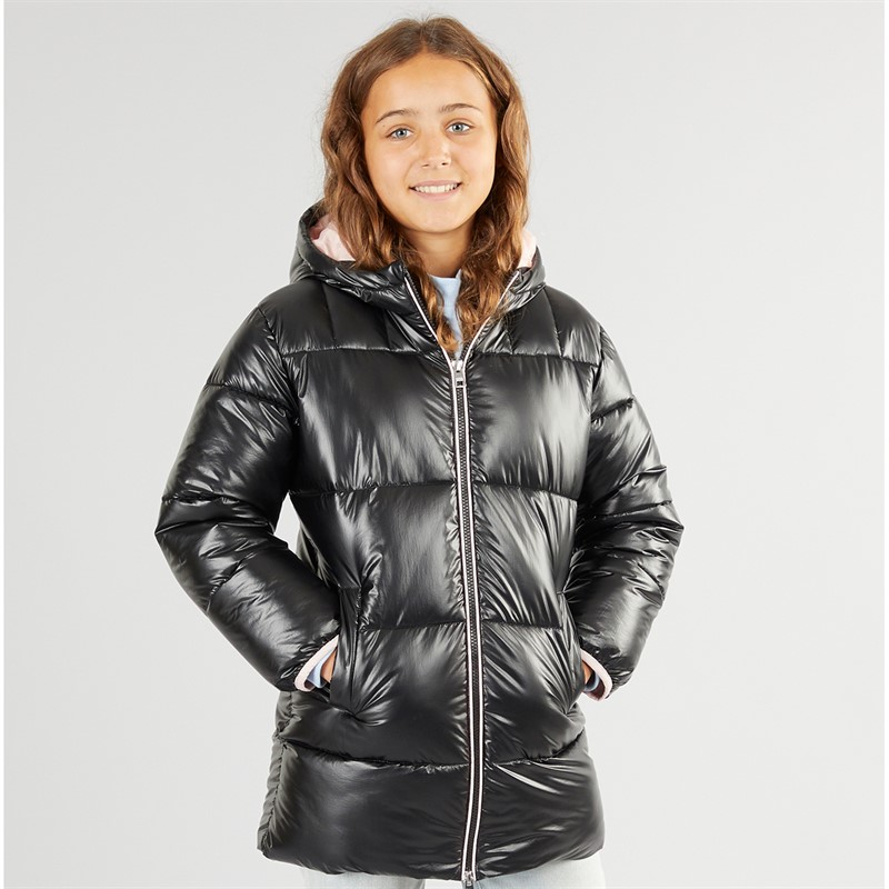 U.S. POLO ASSN. Mädchen Lange Stepp Jacke Schwarz