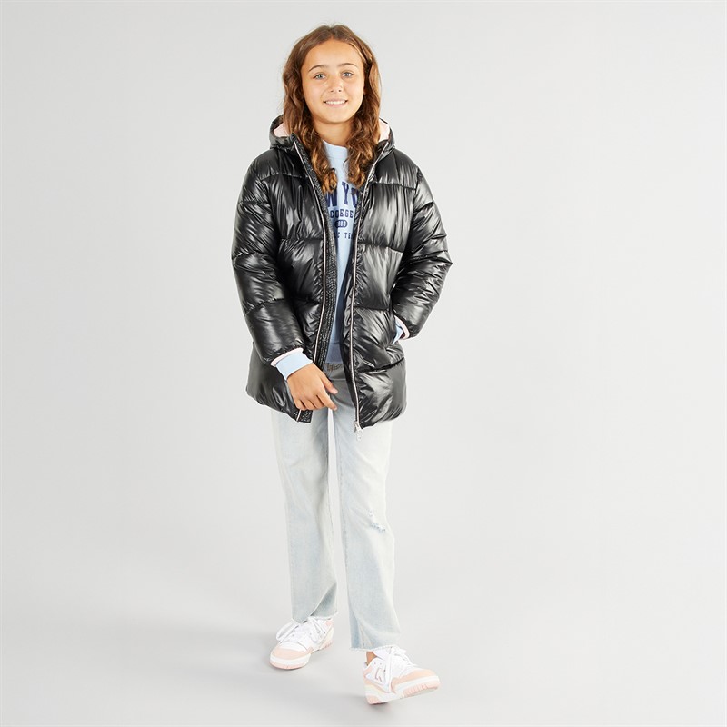 U.S. POLO ASSN. Mädchen Lange Stepp Jacke Schwarz