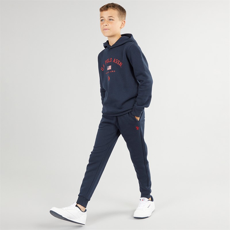 U.S. POLO ASSN. Boys Graphic Hoodie And Joggers Tracksuit Set Dark Sapphire Navy/Haute Red Dhm