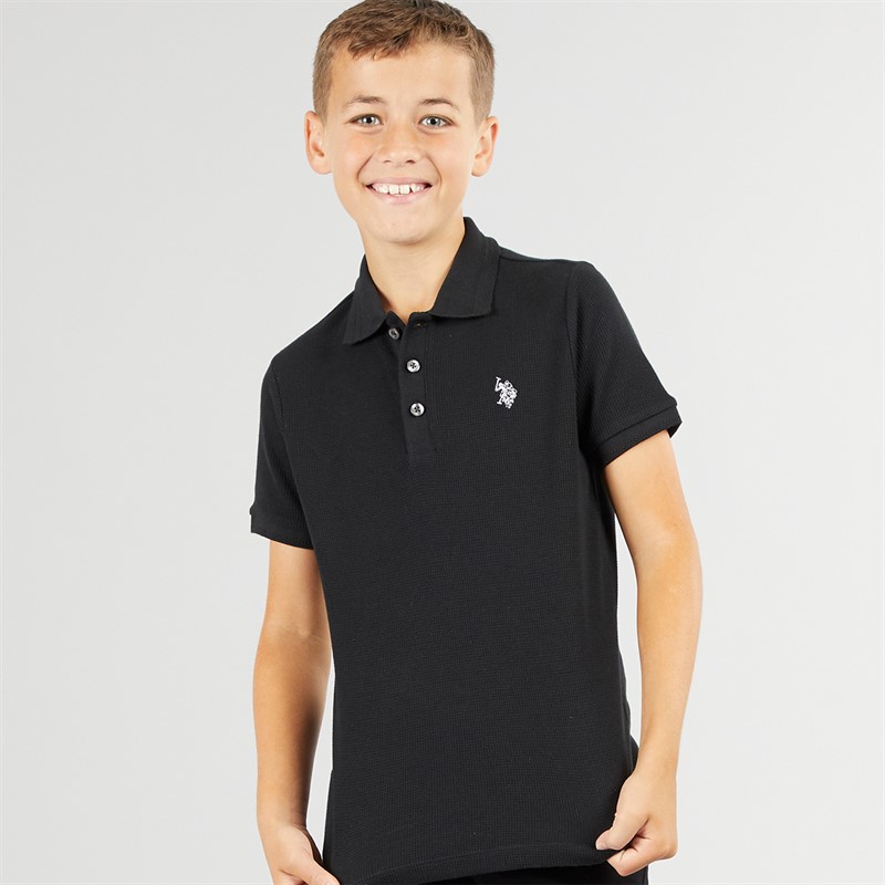 U.S. Polo Shirt ASSN. Boys Waffle Texture Polo Shirt Black