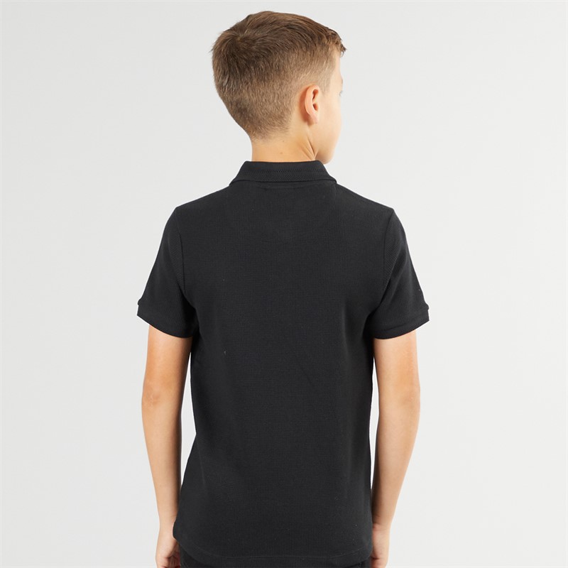 U.S. Polo Shirt ASSN. Boys Waffle Texture Polo Shirt Black