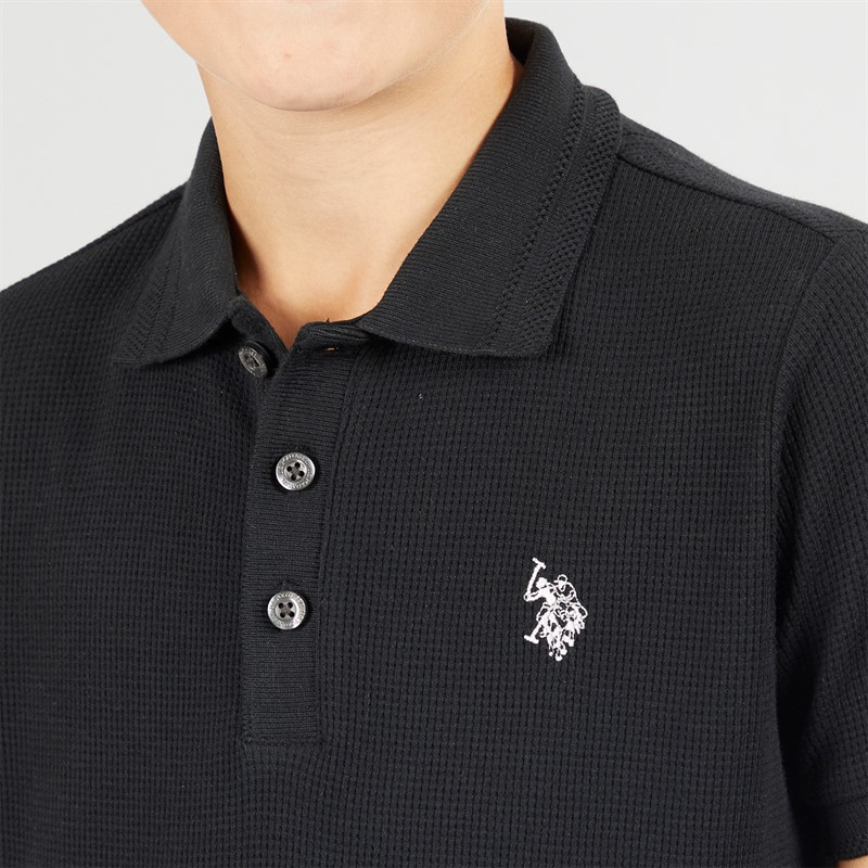 U.S. Polo Shirt ASSN. Boys Waffle Texture Polo Shirt Black