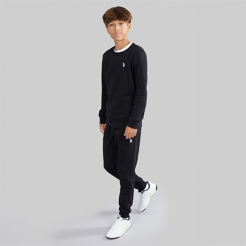 U.S. POLO ASSN. Boys Sweatshirt And Joggers Tracksuit Black/Bright White DHM Black Bright White Dhm