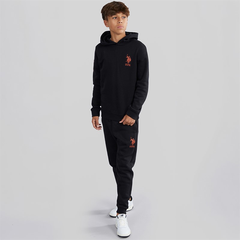 U.S. POLO ASSN. Boys Player 3 Hoodie And Joggers Tracksuit Black