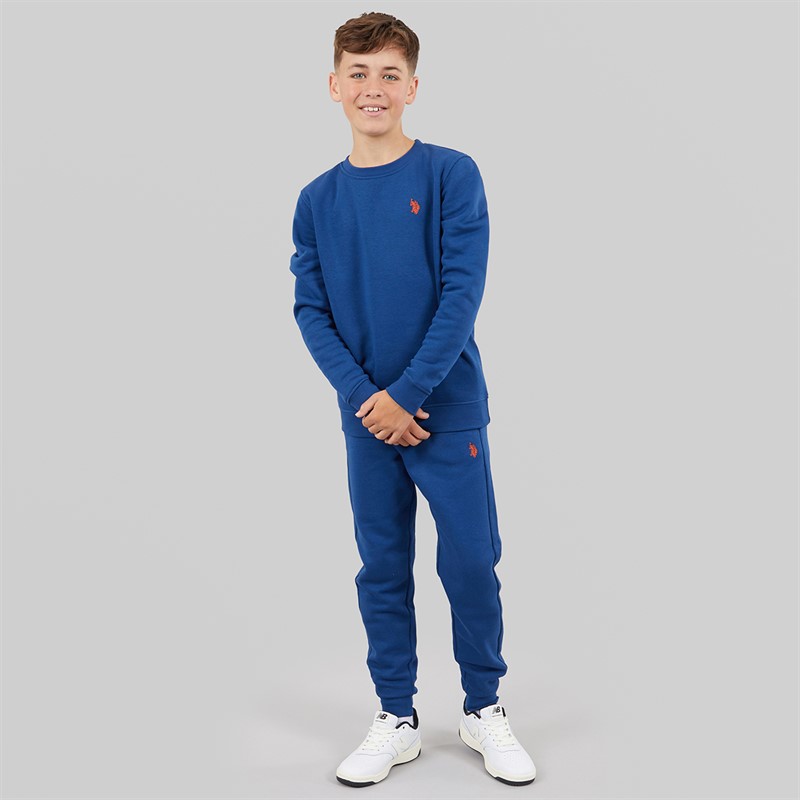 U.S. POLO ASSN. Boys Sweatshirt And Joggers Tracksuit Navy Peony