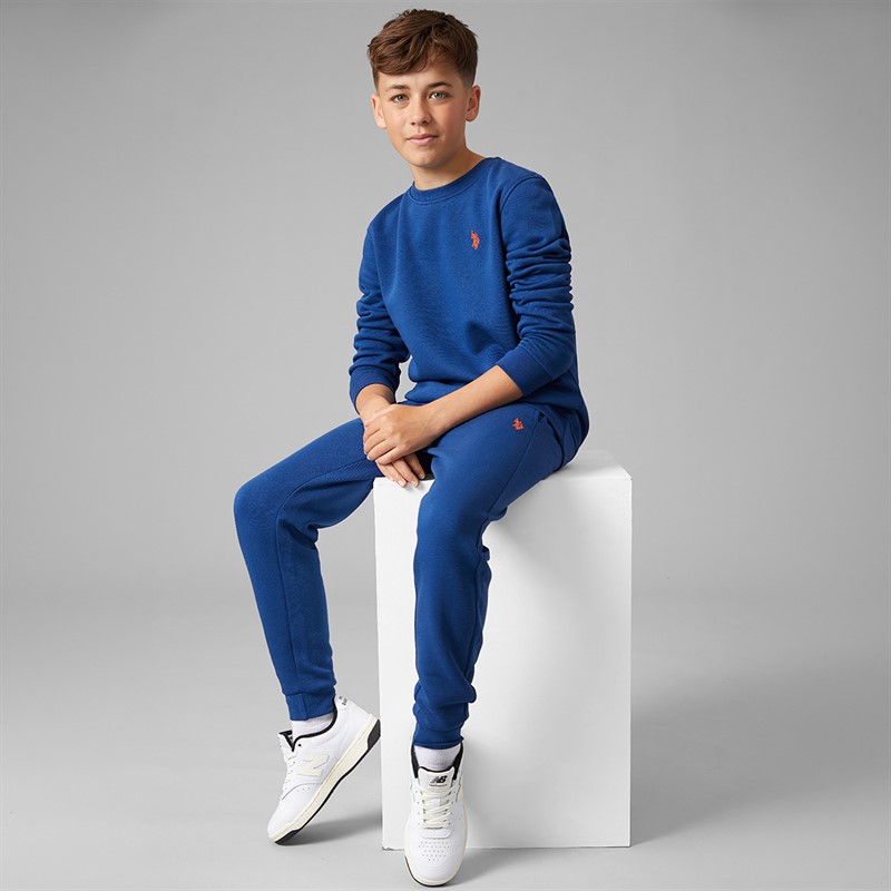 U.S. POLO ASSN. Boys Sweatshirt And Joggers Tracksuit Navy Peony