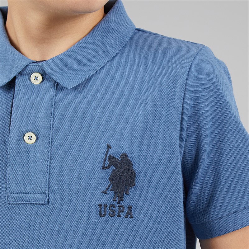 U.S. POLO ASSN. Boys Player 3 Pique Polo Shirt Blue Horizon