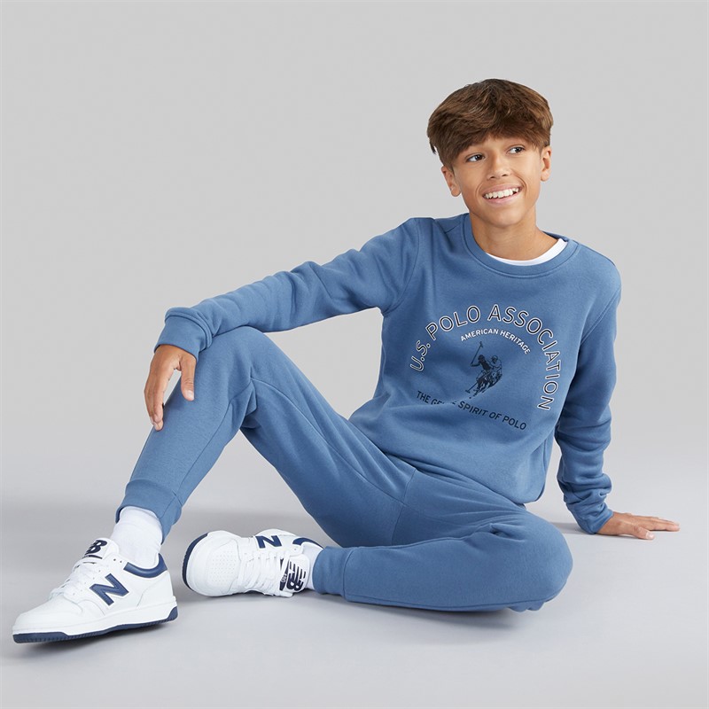 U.S. POLO ASSN. Boys Graphic Sweatshirt And Joggers Tracksuit Blue Horizon