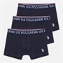 U.S. POLO ASSN. Boys Three Pack Trunks Dark Sapphire Navy/White Dhm