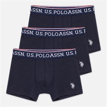 U.S. POLO ASSN. Boys Three Pack Trunks Dark Sapphire Navy/White Dhm