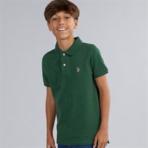 U.S. POLO ASSN. Boys DHM Pique Polo Shirt Pine Needle Pineneedle