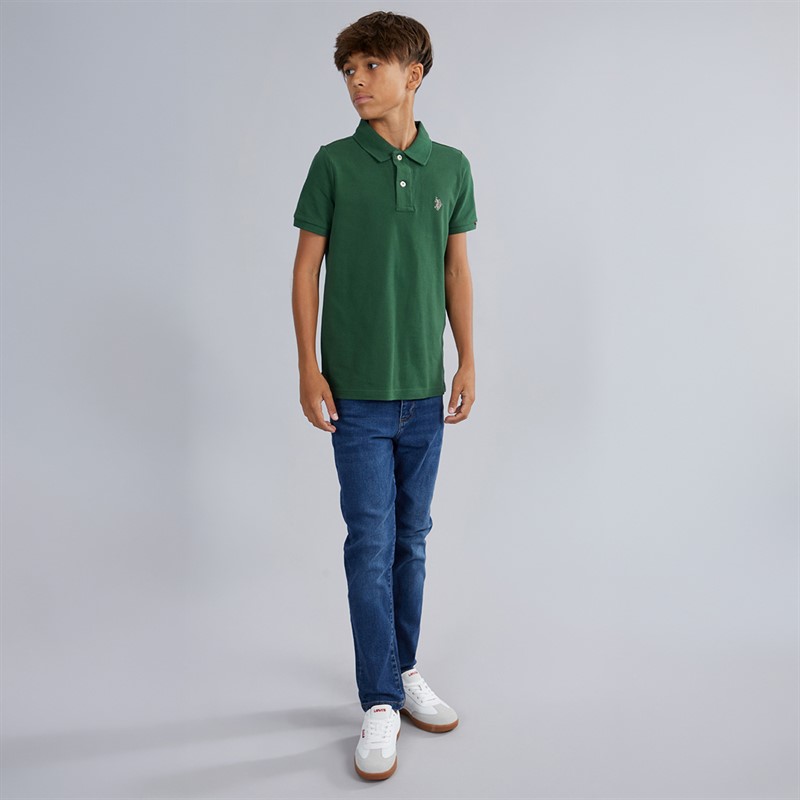 U.S. POLO ASSN. Boys DHM Pique Polo Shirt Pine Needle Pineneedle