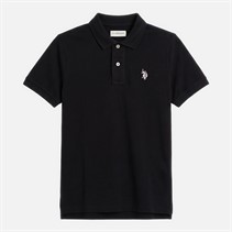 U.S. POLO ASSN. Boys DHM Pique Polo Shirt Black/Bright White DHM Black Bright White Dhm