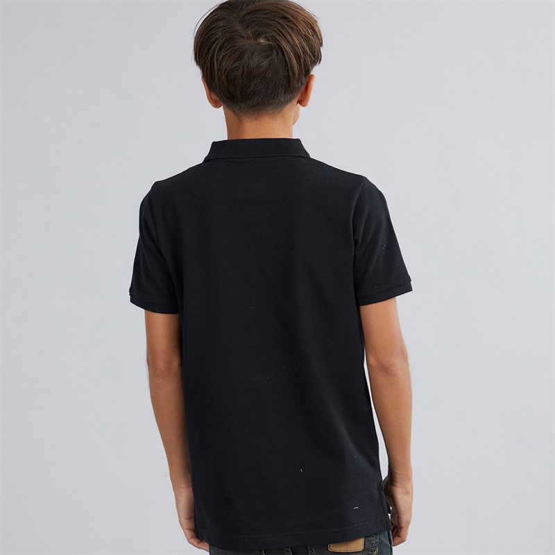 U.S. POLO ASSN. Boys DHM Pique Polo Shirt Black/Bright White DHM Black Bright White Dhm