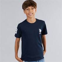 U.S. POLO ASSN. Boys Player 3 T-Shirt Dark Sapphire Navy/White Dhm