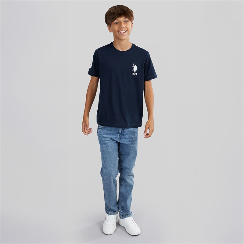 U.S. POLO ASSN. Boys Player 3 T-Shirt Dark Sapphire Navy/White Dhm