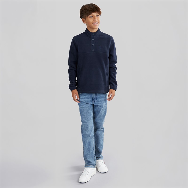 U.S. POLO ASSN. Boys DHM Polar Funnel Neck Fleece Dark Sapphire Navy