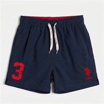 U.S. POLO ASSN. Boys Player 3 Swim Shorts Dark Sapphire Navy/Haute Red Dhm