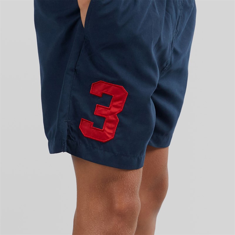 U.S. POLO ASSN. Boys Player 3 Swim Shorts Dark Sapphire Navy/Haute Red Dhm