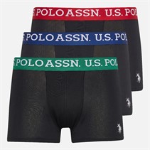 U.S. POLO ASSN. Boys Contrast Waistband Three Pack Trunks Black