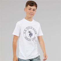 U.S. POLO ASSN. Boys Circle Print T-Shirt Bright White