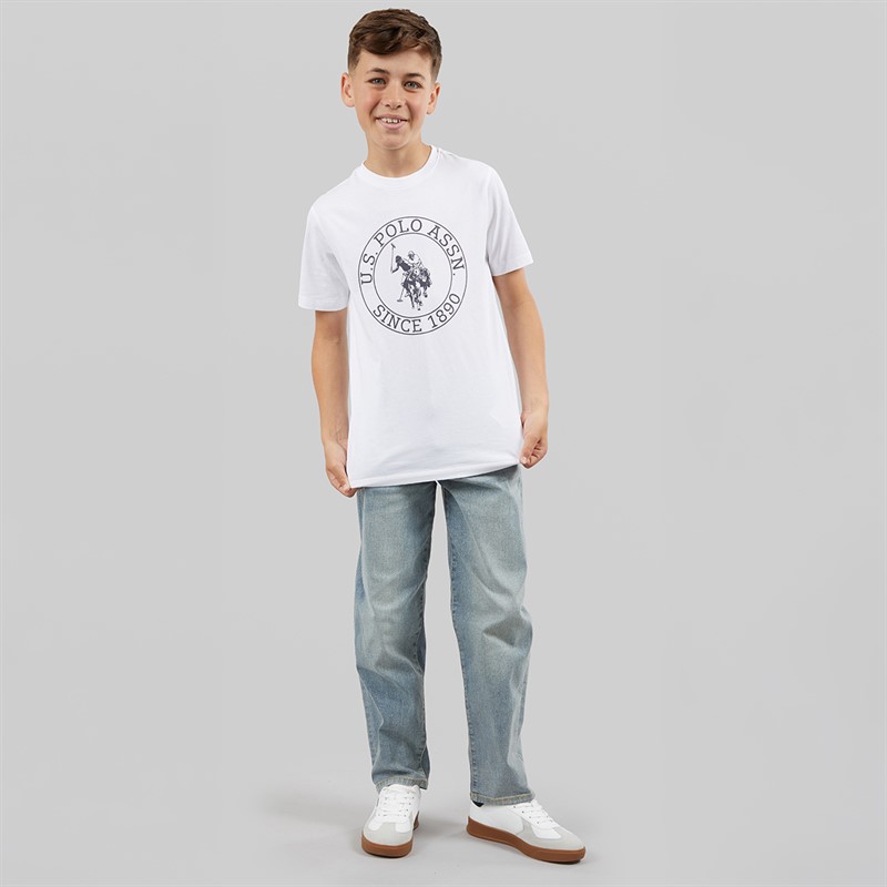 U.S. POLO ASSN. Boys Circle Print T-Shirt Bright White