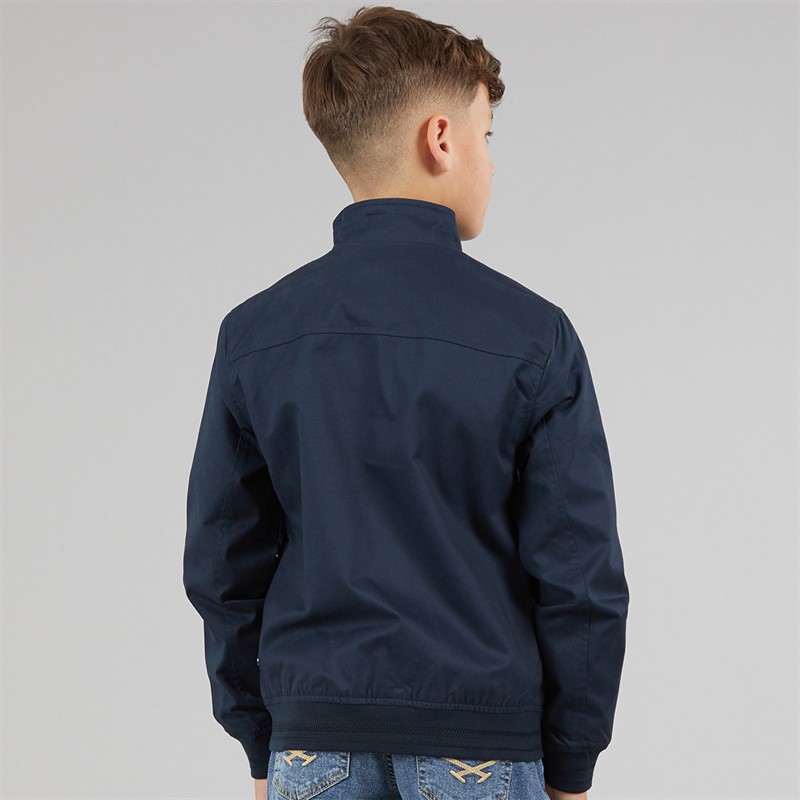 U.S. POLO ASSN. Boys Twill Harrington Jacket Dark Sapphire Navy/Haute Red Dhm
