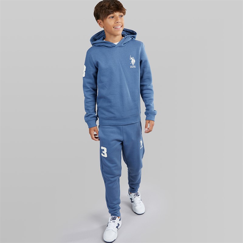 U.S. POLO ASSN. Boys Player 3 Hoodie And Joggers Tracksuit Blue Horizon