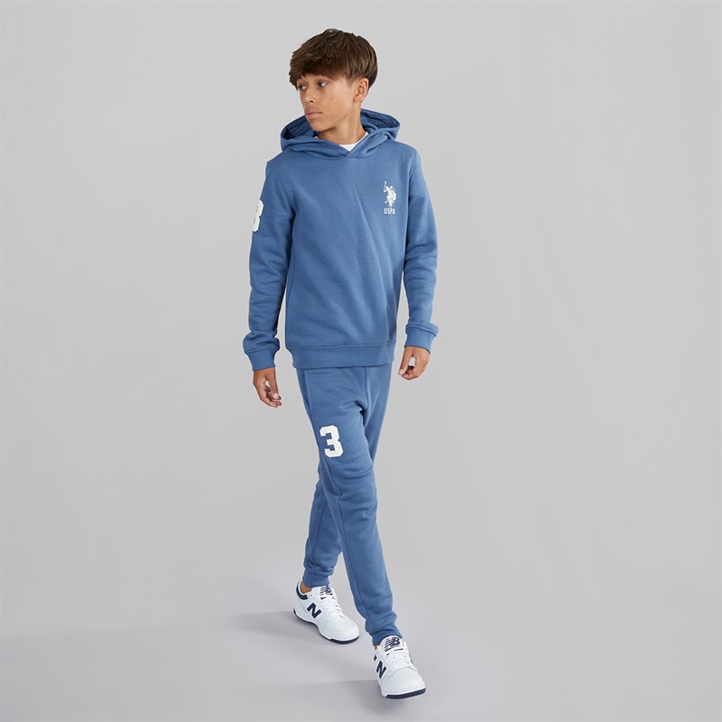 U.S. POLO ASSN. Boys Player 3 Hoodie And Joggers Tracksuit Blue Horizon