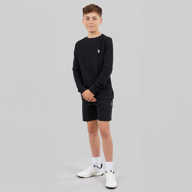 U.S. POLO ASSN. Boys DHM LB Sweat Shorts Black Bright White Dhm
