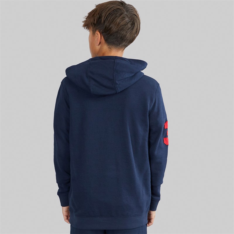 U.S. POLO ASSN. Boys Player 3 LB Hoodie Dark Sapphire Navy/Haute Red Dhm