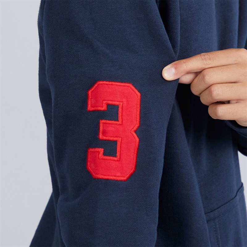 U.S. POLO ASSN. Boys Player 3 LB Hoodie Dark Sapphire Navy/Haute Red Dhm