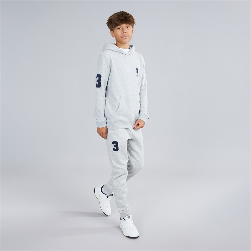 U.S. POLO ASSN. Boys Player 3 LB Hoodie Mid Grey Marl