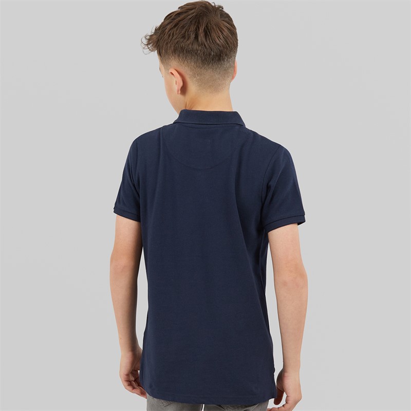 U.S. POLO ASSN. Boys DHM Pique Polo Shirt Dark Sapphire Navy/Haute Red Dhm