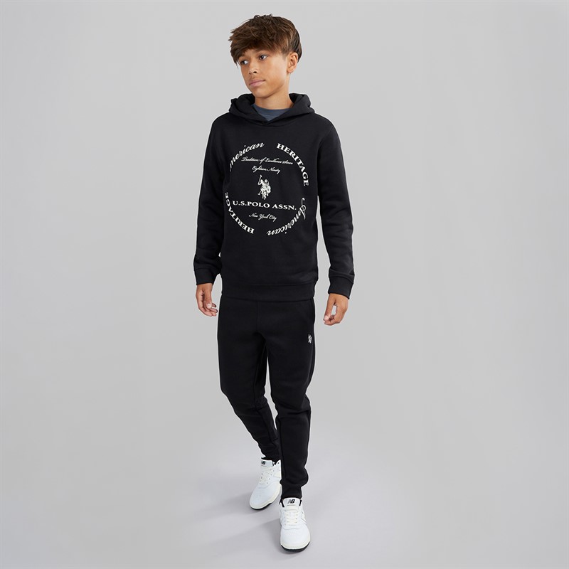 U.S. POLO ASSN. Boys Graphic Hoodie And Joggers Tracksuit Black