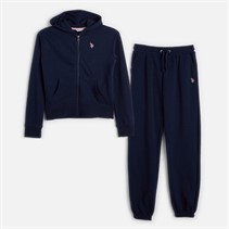 U.S. POLO ASSN. Girls Zip Hoodie And Relaxed Joggers Set Navy Iris