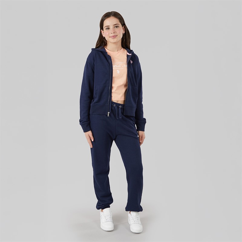 U.S. POLO ASSN. Girls Zip Hoodie And Relaxed Joggers Set Navy Iris