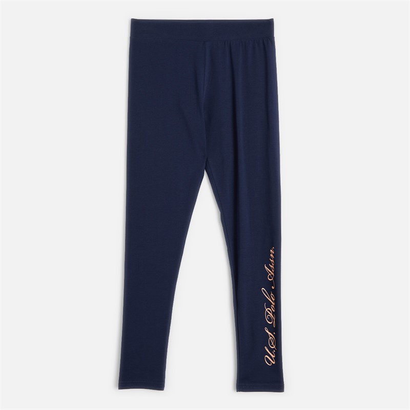 U.S. POLO ASSN. Girls Script Boxy Fit T-Shirt And Leggings Set Peach Nectar