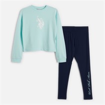 U.S. POLO ASSN. Girls Boxy Sweatshirt And Leggings Set Blue Light
