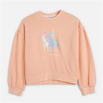 U.S. POLO ASSN. Girls Puff Sleeve DHM Graphic Sweatshirt Peach Nectar