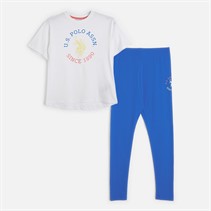 U.S. POLO ASSN. Girls Graphic Oversized T-Shirt And Leggings Set Strong Blue
