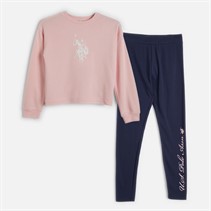 U.S. POLO ASSN. Girls Boxy Sweatshirt And Leggings Set Crystal Rose