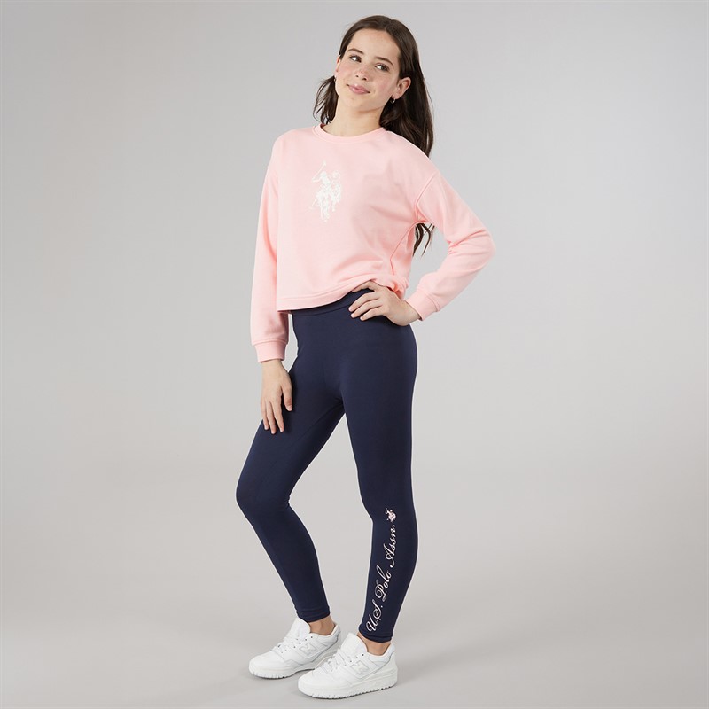U.S. POLO ASSN. Girls Boxy Sweatshirt And Leggings Set Crystal Rose