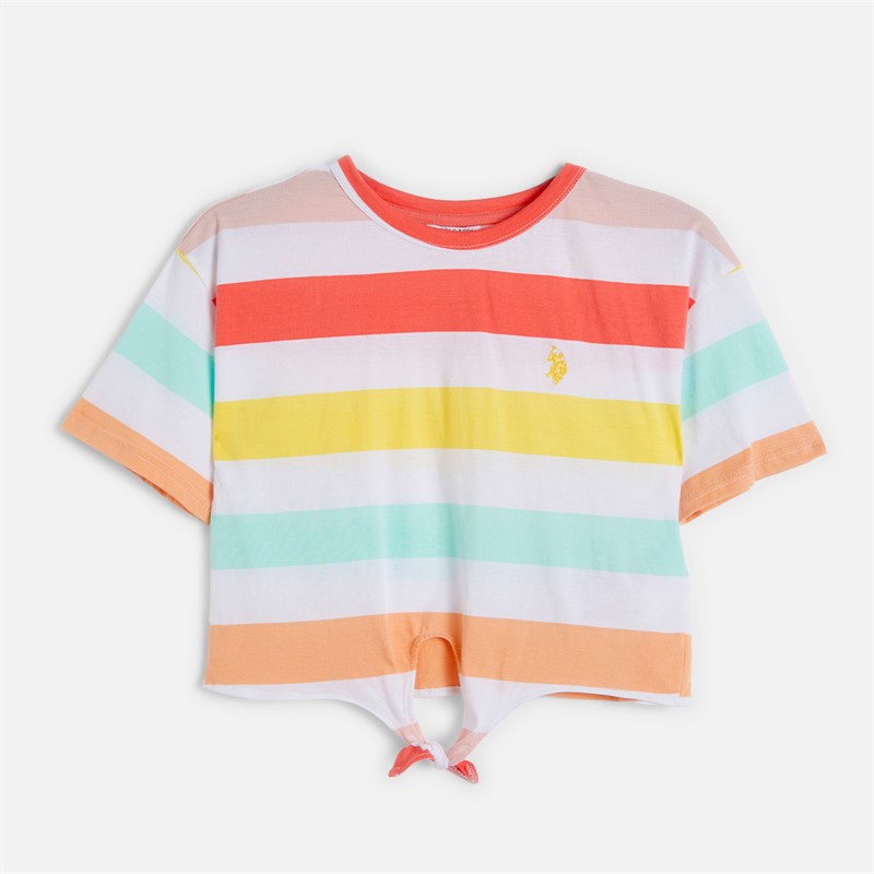 U.S. POLO ASSN. Girls Stripe T-Shirt And Leggings Set Sugar Coral