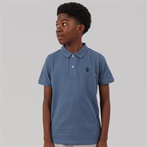 U.S. POLO ASSN. Boys Pique Polo Shirt Blue Horizon
