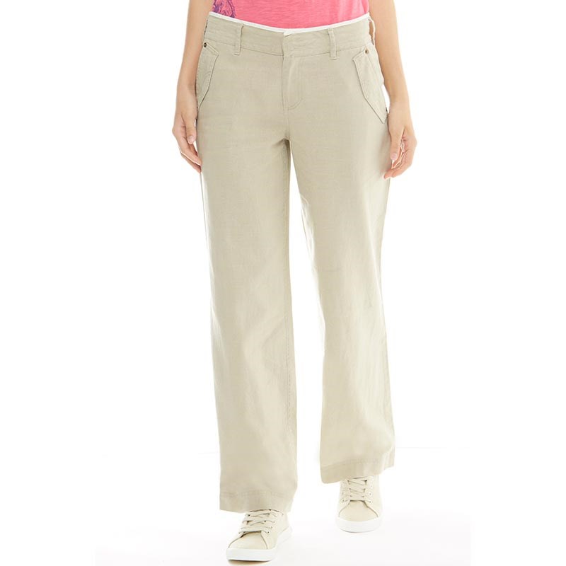 Buy Urban Beach Womens Plateau Linen Trousers Beige