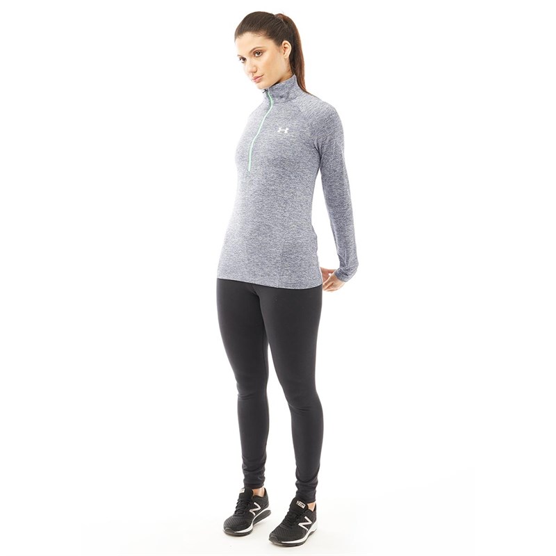 Buy Under Armour Womens HeatGear Tech Twist 1/2 Zip Long Sleeve Top Blue